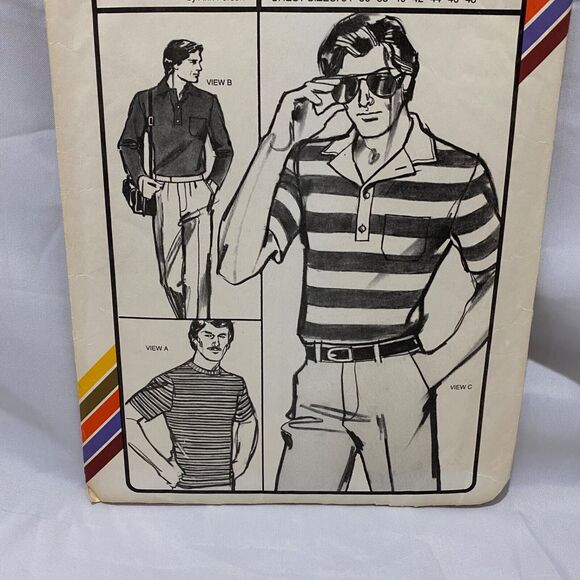 1979 Stretch and Sew Men’s T-Shirt and Tab Front Design Patterns By Ann Person - Picture 4 of 9